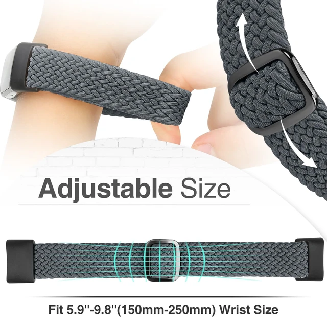 Alt view image 4 of 6 - Braided Solo Loop Bands Compatible with Fitbit Charge 6/Charge 5, Adjustable Stretchy Nylon Woven Replacement Wristbands for Fitbit Charge 6/Charge 5 for Women Men