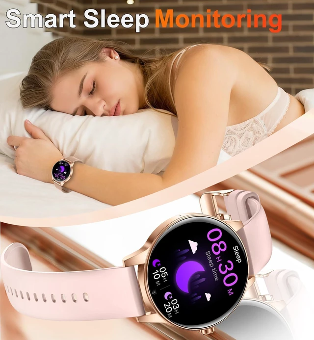 Alt view image 3 of 7 - Smart Watches Women,1.27'' Activity Trackers with Bluetooth Calls(Answer&Make) Heart Rate/Sleep/SpO2 Monitor Sport Modes Waterproof for iPhone/Android (Rose Gold)