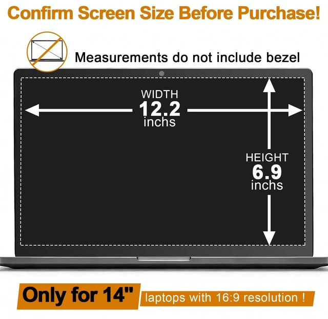Alt view image 7 of 7 - Laptop Privacy Screen 14 Inch 16:9 Display Matte Anti Glare Film Blue Light Filter, Computer Privacy Screen Shield, Not for 14'' Laptops with 1920x1200P (16:10)