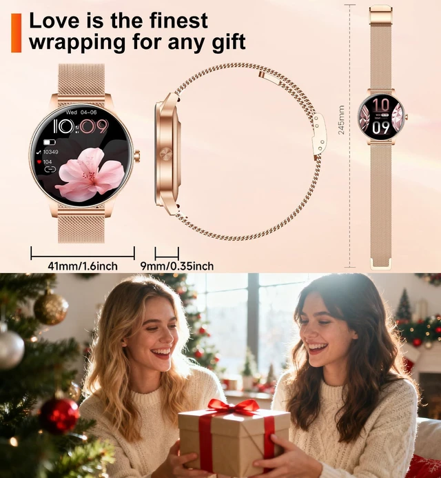 Alt view image 7 of 7 - Smart Watches Women,1.27'' Activity Trackers with Bluetooth Calls(Answer&Make) Heart Rate/Sleep/SpO2 Monitor Sport Modes Waterproof for iPhone/Android (Rose Gold)