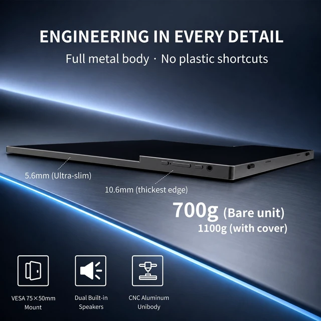 Alt view image 4 of 7 - M16 Portable Monitor 15.6" FHD 1080P 85% sRGB IPS USB-C Travel Monitor Ultra-Slim Travel Display with HDMI HDR, FreeSync, Dual Speakers, External Screen for Laptop PC Mac Phone Switch PS5