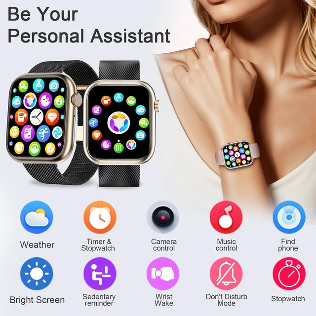 Alt view image 6 of 7 - Smart Watches for Men Women(Answer/Make Calls),7 Day Battery Fitness Watch with SpO2/HR/Sleep/BP Monitor,120+ Sports Activity Trackers,IP68,120+Dials Watches for Women,2 Bands,BlackGold