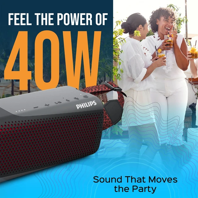 Alt view image 7 of 7 - S7807 Wireless Bluetooth Speaker, 7000 Series - 40W Output, IP67 Waterproof, 24-Hour Playtime, Portable with Built-in Microphone, Voice Assistant, USB-C, and Power Bank, Black