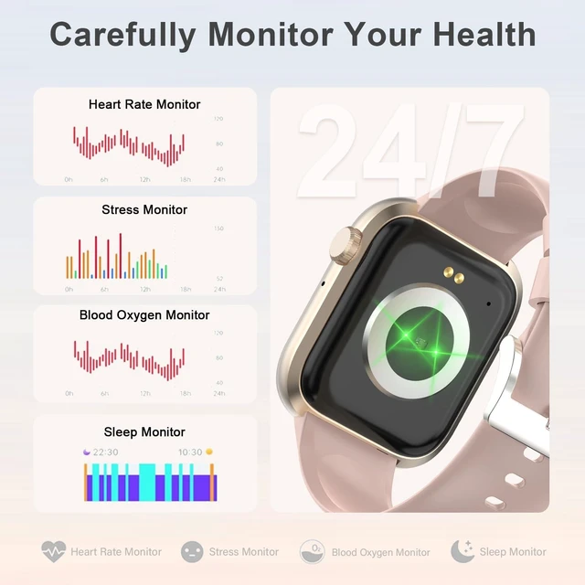 Alt view image 7 of 7 - Smart Watches for Women with Bluetooth Calls,7 Days Battery,1.83" Fitness Tracker with HR/Sleep/BP Monitor,110+ Sports IP68 Activity Trackers for Android Phones Pink