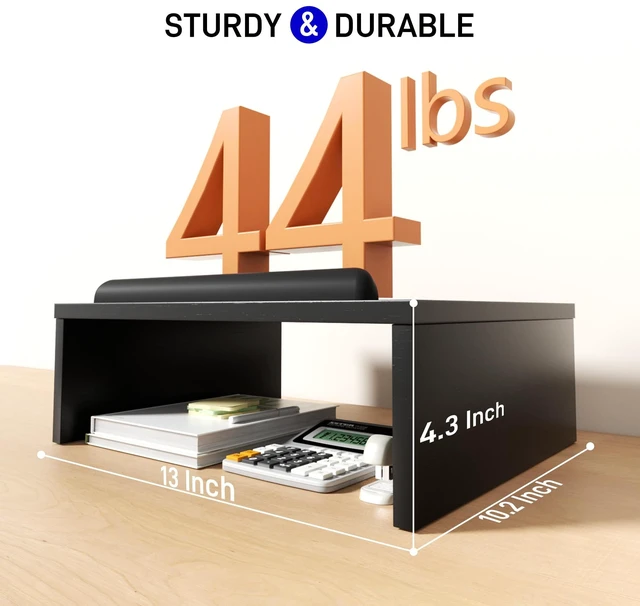 Alt view image 7 of 7 - Adjustable Wood Laptop Stand with Storage Space - Notebook Organizer & Ergonomic Computer Riser, Wrist Rest Included, Compatible with 9.8-15'' Laptops (MacBook Air Pro/HP/Dell/Lenovo),Black