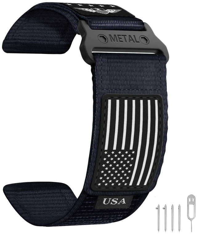 Alt view image 3 of 7 - Nylon Bands Stars-Stripes Flag Design for Garmin Instinct 3/2 Breathable Wristband for Garmin Instinct 2 Solar/Instinct 3 45mm/Instinct/Instinct Tactical/E 45mm/Tide/Esports