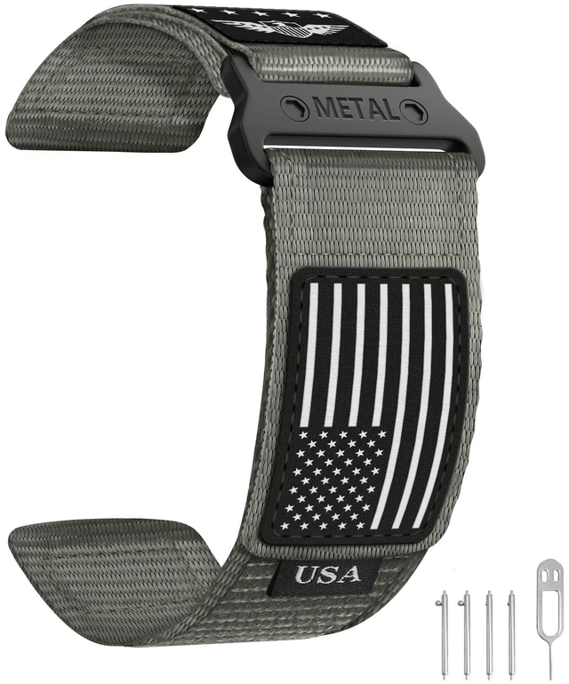 Alt view image 3 of 7 - Nylon Bands Stars-Stripes Flag Design for Garmin Instinct 3/2 Breathable Wristband for Garmin Instinct 2 Solar/Instinct 3 45mm/Instinct/Instinct Tactical/E 45mm/Tide/Esports