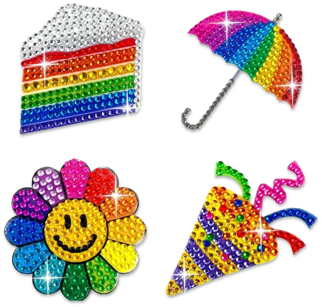Main image of ® Rhinestone Stickers - Happiness Sticker Pack, 2 x 2 Each Unique Sparkly Cut-to-Shape for Collecting, Trading, Decorating Laptops, Phone Cases, Scrapbooks