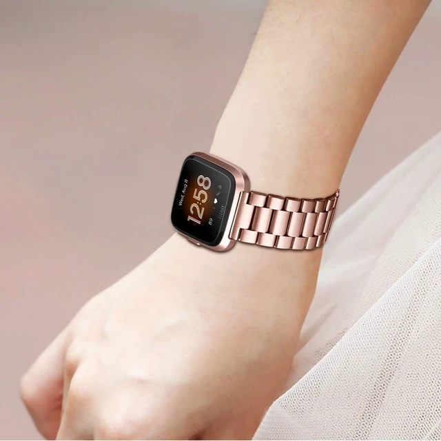 Alt view image 4 of 7 - Metal Band Compatible with Fitbit Versa 2 1&Lite Edition Solid Stainless Steel Strap, Replacement Wristband, Business Bracelet, for Women Men, All-day Comfort