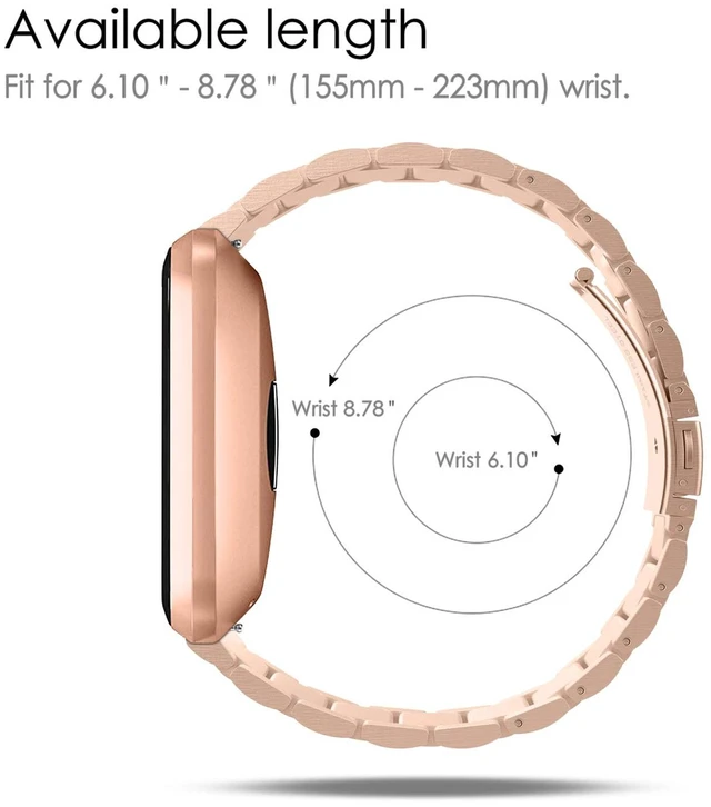 Alt view image 7 of 7 - Metal Band Compatible with Fitbit Versa 2 1&Lite Edition Solid Stainless Steel Strap, Replacement Wristband, Business Bracelet, for Women Men, All-day Comfort