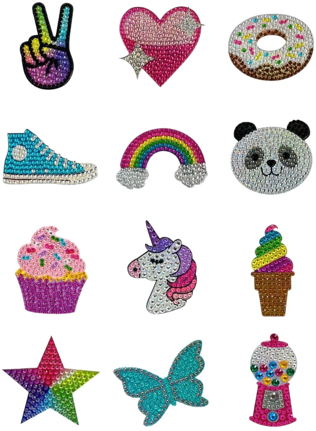 Main image of ® Rhinestone Stickers - 1st Edition Sparkling Set of 12, 2" x2" Each Unique Sparkly Cut-to-Shape for Collecting, Trading, Decorating Laptops, Phone Cases, Scrapbooks