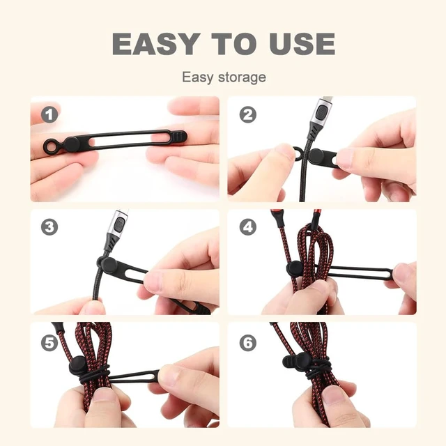 Alt view image 2 of 7 - Silicone Cable Ties, 2026 Upgrade Reusable Cable Management Organizer, Elastic Data Cable Organizer Cord Wrap Straps for Fastening Charger Earphone Charger Office Desk Appliance Cords Wires