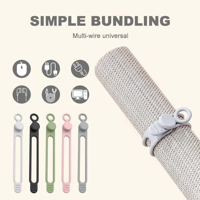 Alt view image 4 of 7 - Silicone Cable Ties, 2026 Upgrade Reusable Cable Management Organizer, Elastic Data Cable Organizer Cord Wrap Straps for Fastening Charger Earphone Charger Office Desk Appliance Cords Wires