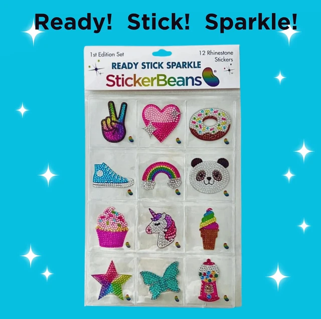 Alt view image 6 of 7 - ® Rhinestone Stickers - 1st Edition Sparkling Set of 12, 2" x2" Each Unique Sparkly Cut-to-Shape for Collecting, Trading, Decorating Laptops, Phone Cases, Scrapbooks