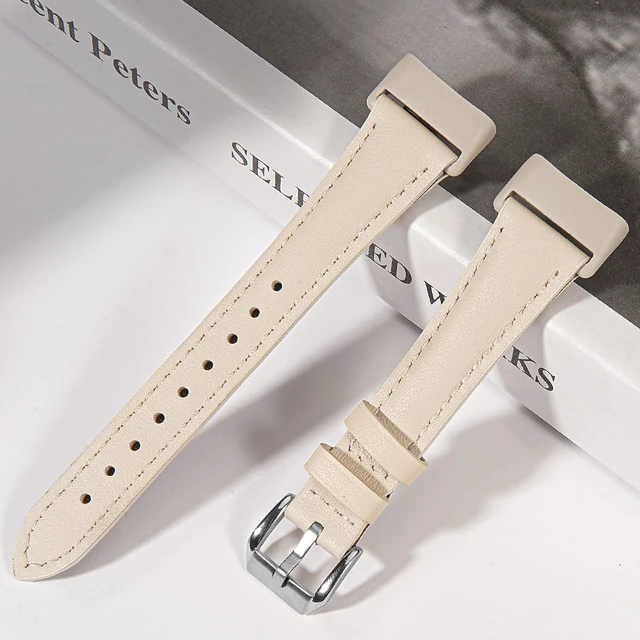 Alt view image 7 of 7 - Slim Leather Band Compatible with Fitbit Charge 6/Fitbit Charge 5 Watch Band,Soft Genuine Leather Adjustable Sport Straps for Women Men