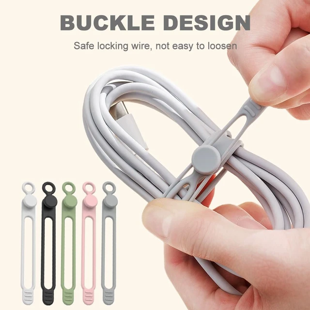 Alt view image 6 of 7 - Silicone Cable Ties, 2026 Upgrade Reusable Cable Management Organizer, Elastic Data Cable Organizer Cord Wrap Straps for Fastening Charger Earphone Charger Office Desk Appliance Cords Wires