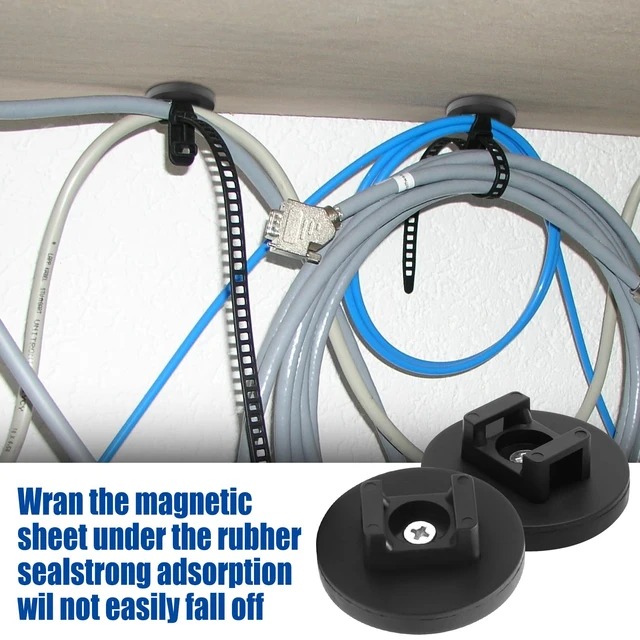 Alt view image 5 of 7 - 20Pcs Strong Magnetic Cable Zip Tie Base,Multipurpose Cable Ties Mount Wire Clips Management Base,Heavy Duty 18lbs Wire Cable Holder for Electrical Cable Wire (43mm, Count, 20)