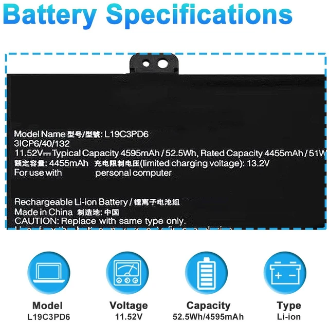 Alt view image 2 of 7 - L19C3PD6 L19M3PD6 Laptop Battery Replacement for Lenovo ideapad Flex 5-14IIL05 5-14ITL05 5-15IIL05 5-15ALC05 5-14ARE05 Series L19L3PD6 L19D3PD6 5B10X49077 5B10X49073 5B10X49075 5B10X49072