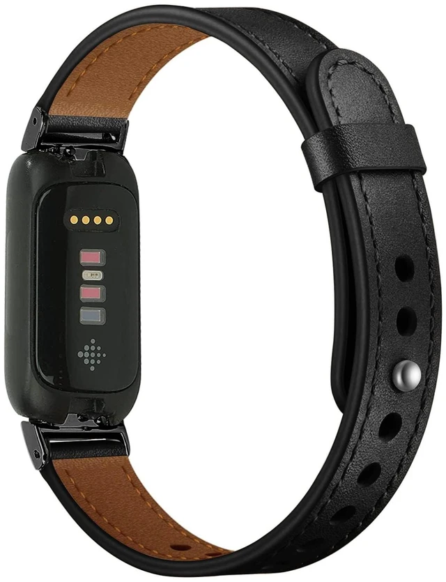 Alt view image 2 of 6 - Leather Band,Black,For Fitbit Inspire 2/1 for Fitbit Inspire 3/2/1 Bands,Adjustable,Sport,Replacement Straps,for Women & Men