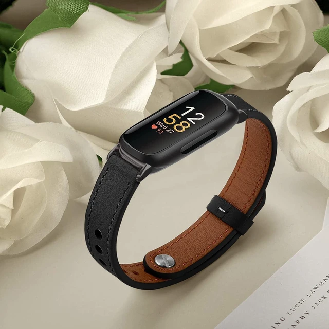 Alt view image 3 of 6 - Leather Band,Black,For Fitbit Inspire 2/1 for Fitbit Inspire 3/2/1 Bands,Adjustable,Sport,Replacement Straps,for Women & Men