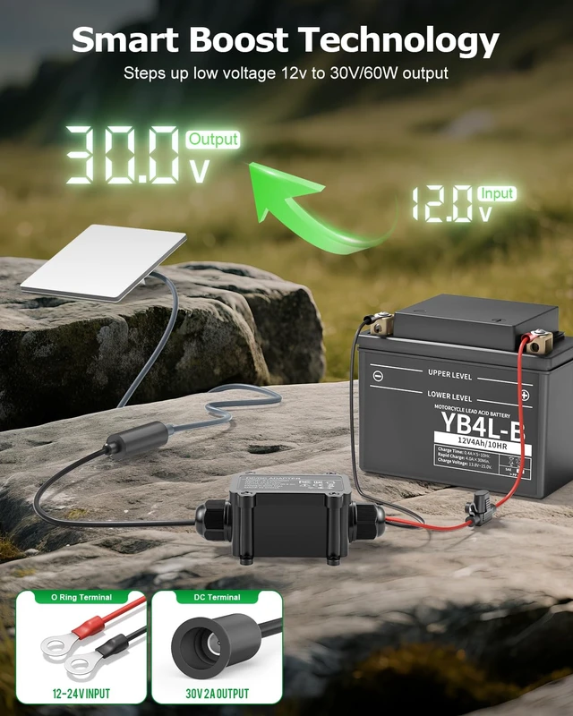 Alt view image 2 of 6 - Starlink Mini Power Supply 12V to 30V Starlink Mini 12V Adapter Waterproof No Voltage Drop Starlink Mini 12V Adapter DC Step Up Converter with O Ring Terminal,Waterproof IP65 for RV Off-Grid Marine