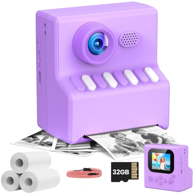 Main image of Instant Cameras that Print Photos: 48MP Kids Camera Instant Print -Toys Gifts for Girls Boys Aged 3-12 for Christmas Birthday Holiday - Portable Lanyard & 3 Rolls Printing Paper - Purple