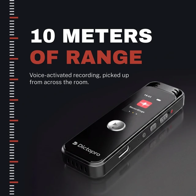 Alt view image 4 of 7 - X200 Digital Voice Activated Recorder with Playback, 16GB 1100H max capacity, 20H battery life, 10m range, password lock, A-B repeat, variable speed, USB-C charging
