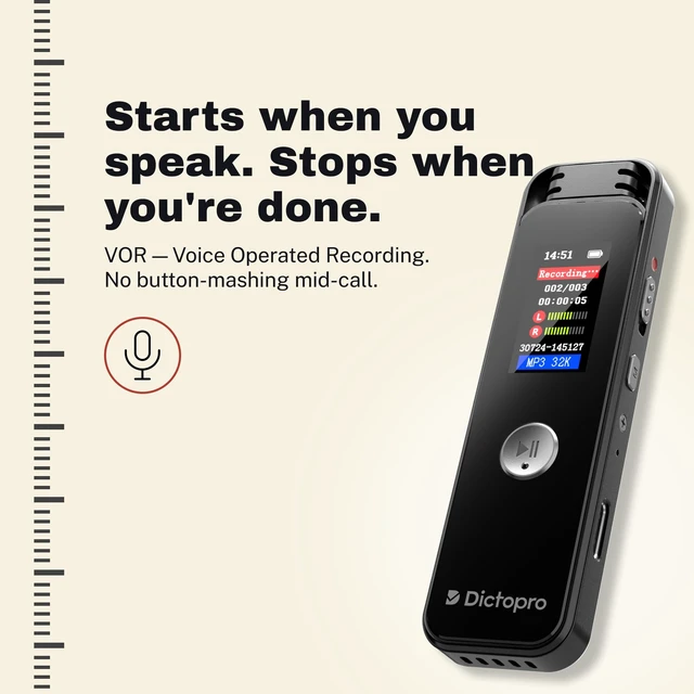 Alt view image 5 of 7 - X200 Digital Voice Activated Recorder with Playback, 16GB 1100H max capacity, 20H battery life, 10m range, password lock, A-B repeat, variable speed, USB-C charging