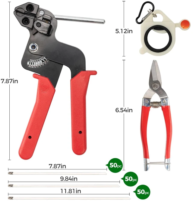 Alt view image 2 of 7 - Stainless Steel Cable Tie Gun Kit with 150PCS Metal Zip Ties Heavy Duty Outdoor Use Adjustable Tension Control Fast Tightening & Cutting Rust Resistant Fence Automotive Exhaust