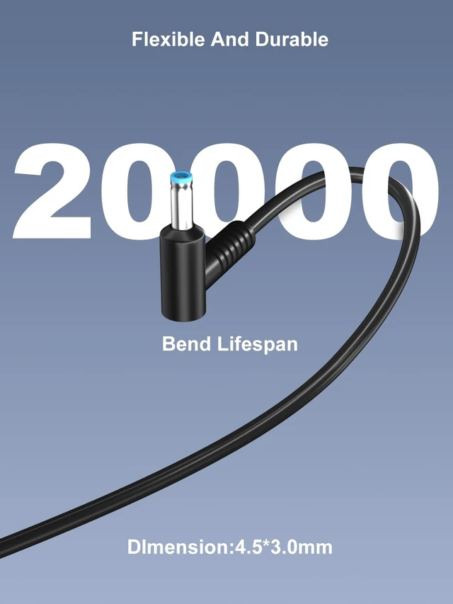 Alt view image 4 of 6 - 45W Charger for HP Model 15 Laptop: 15-dy 15-fd Power Cord Replacement Revive your HP 15 instantly! Snug 4.5mm blue tip guarantees no loose connections. Safely power up & get back to business