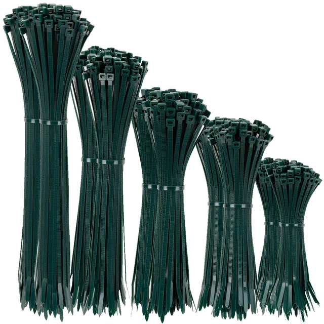 Main image of Garden Green Zip Ties Assorted Size 1500 Pack, 4+6+8+10+12 Inch, Self-Locking UV Resistant Nylon Cable Ties Perfect for Home, Office, Garden and Workshop