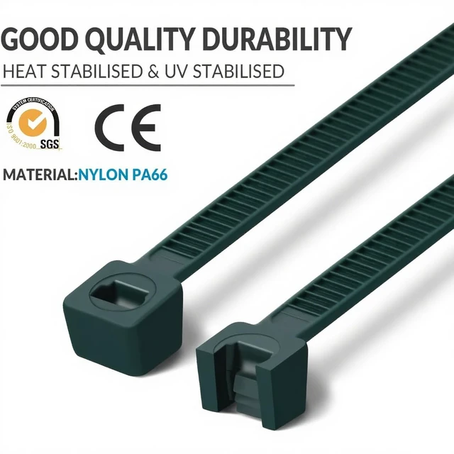 Alt view image 3 of 6 - Garden Green Zip Ties Assorted Size 1500 Pack, 4+6+8+10+12 Inch, Self-Locking UV Resistant Nylon Cable Ties Perfect for Home, Office, Garden and Workshop