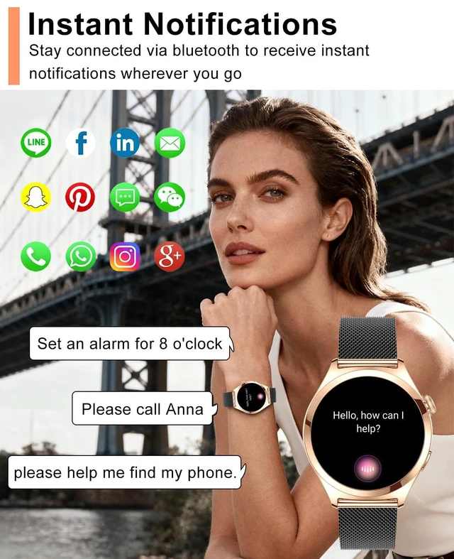Alt view image 2 of 7 - Smart Watches for Women, 1.27" TFT Touchscreen Smartwatch Answer/Make Call, Activity Fitness Trackers with 120+ Sports/HR/Sleep/SpO2 Monitor, IP68 Waterproof for Android iOS (Gold Black)