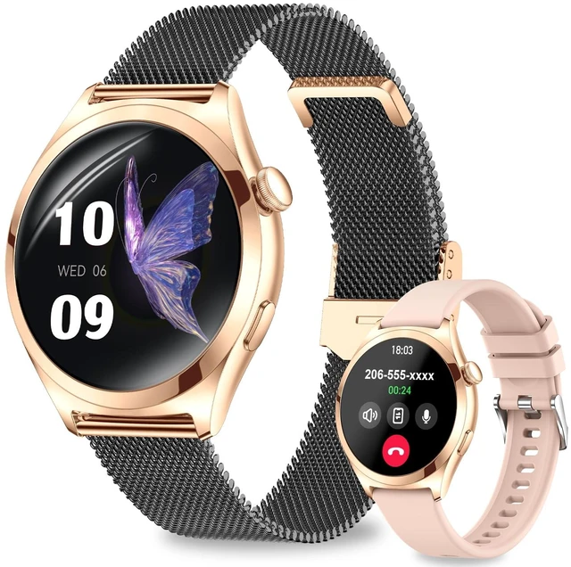 Main image of Smart Watches for Women, 1.27" TFT Touchscreen Smartwatch Answer/Make Call, Activity Fitness Trackers with 120+ Sports/HR/Sleep/SpO2 Monitor, IP68 Waterproof for Android iOS (Gold Black)
