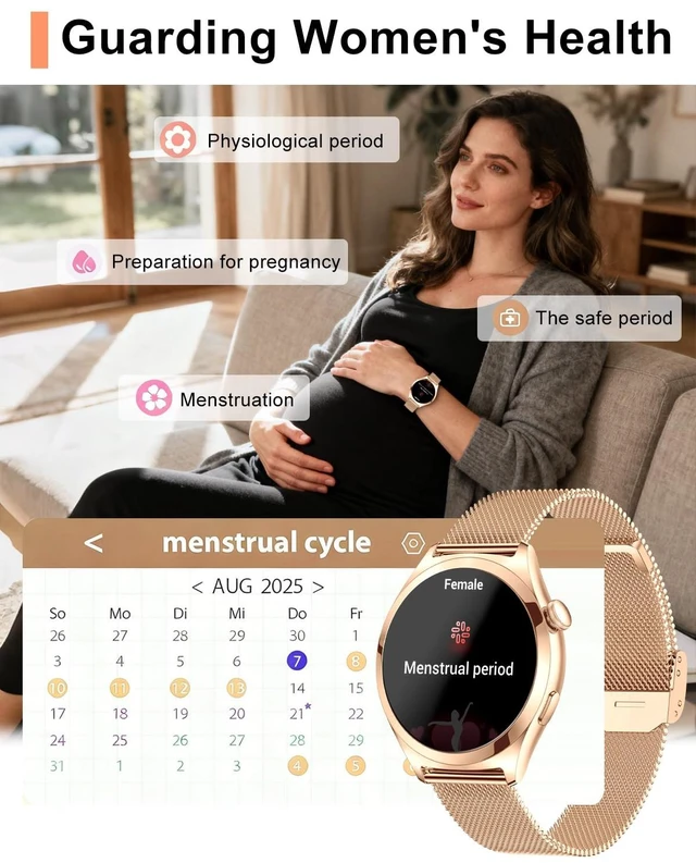 Alt view image 4 of 7 - Smart Watches for Women, 1.27" TFT Touchscreen Smartwatch Answer/Make Call, Activity Fitness Trackers with 120+ Sports/HR/Sleep/SpO2 Monitor, IP68 Waterproof for Android iOS (Gold Black)