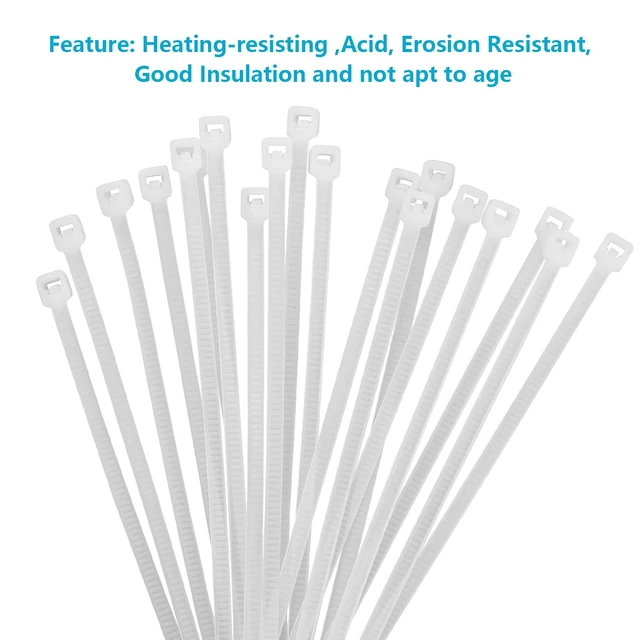 Alt view image 3 of 7 - White Zip Ties Assorted Size 1500 Pack, 4+6+8+10+12 Inch, Self-Locking UV Resistant Nylon Cable T iesPerfect for Home, Office, Garden and Workshop
