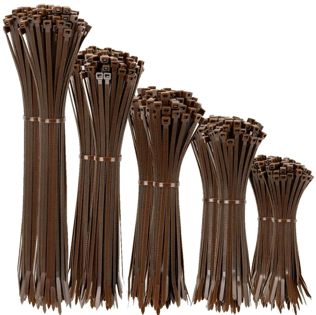 Main image of Brown Zip Ties Assorted Size 1500 Pack, 4+6+8+10+12 Inch, Self-Locking UV Resistant Nylon Cable Ties Perfect for Home, Office, Garden and Workshop