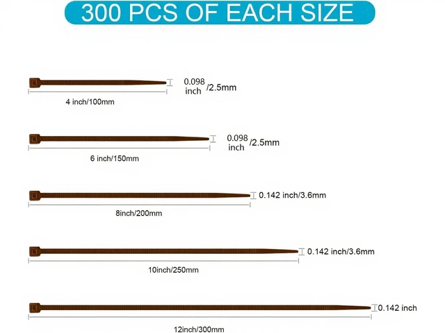 Alt view image 2 of 6 - Brown Zip Ties Assorted Size 1500 Pack, 4+6+8+10+12 Inch, Self-Locking UV Resistant Nylon Cable Ties Perfect for Home, Office, Garden and Workshop