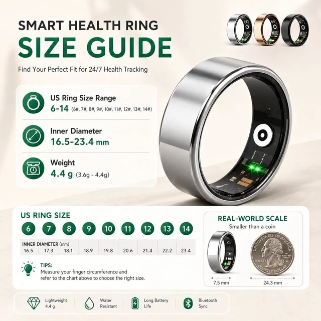 Alt view image 4 of 7 - Smart Ring(Silver,9)