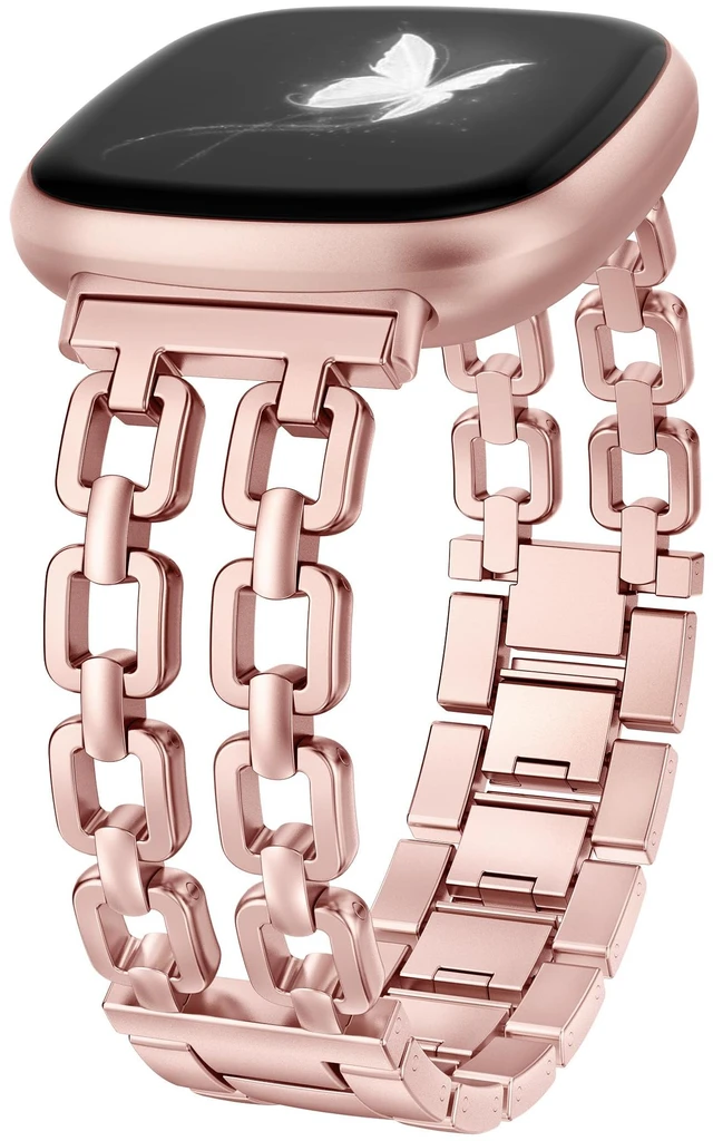 Main image of Metal Band Compatible with Fitbit Versa 4 3/Sense 2 1 Bands Women Dressy Chain Strap Designer Stainless Steel Bracelet Wristband for Versa 3 4/Sense 2/Sense Smartwatch Accessories