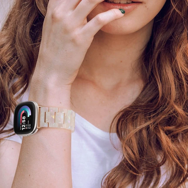 Alt view image 2 of 6 - Resin Band Compatible with Fitbit Versa 4/Versa 3 Bands For Women,Lightweight,Bracelet,Wristband,Replacement,For Fitbit Sense 2/Sense