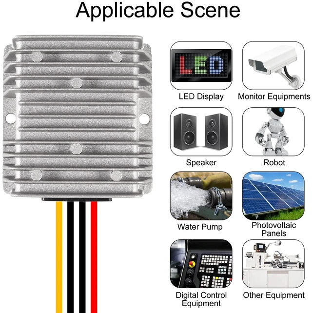 Alt view image 5 of 6 - DC Voltage Reducer Converter DC 8V-40V to 12V 10A 120W Reducer Power Converter Waterproof Regulator Module Transformer for Golf Cart Club Car (8V-40V to 12V 10A Converter)