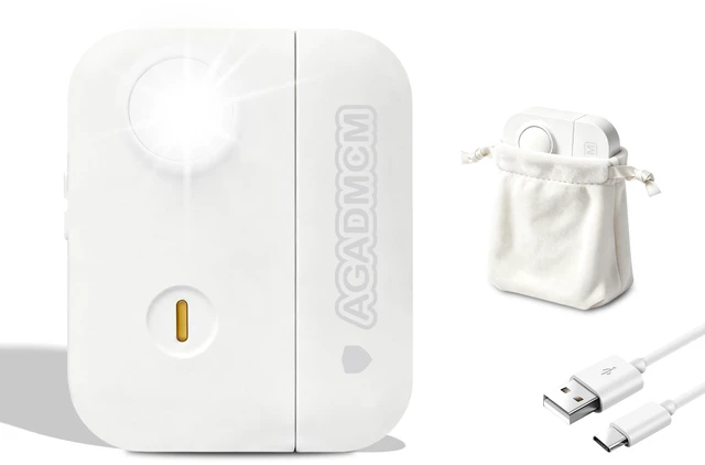 Main image of 3-in-1 Personal Safety Door Alarm for Travel, at Home, or Window Security 130dB Loud Siren and Strobe Light, Portable Rechargeable with Doorbell and Night Light Flashlight (Snow)