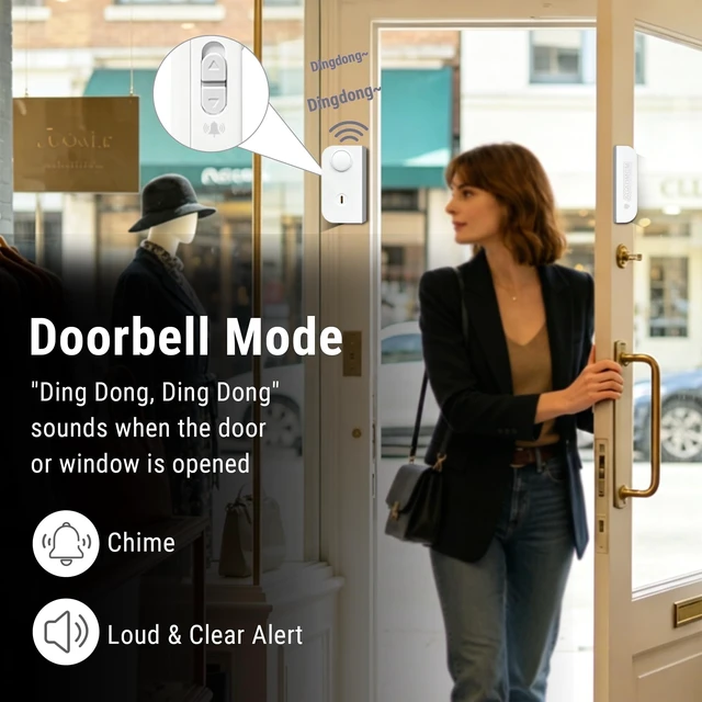 Alt view image 4 of 7 - 3-in-1 Personal Safety Door Alarm for Travel, at Home, or Window Security 130dB Loud Siren and Strobe Light, Portable Rechargeable with Doorbell and Night Light Flashlight (Snow)
