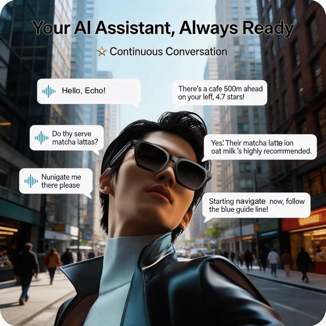Alt view image 4 of 6 - Smart Glasses with Camera, 4K HD Video, 1080P Video Recording & Photo Capture, Open-Ear Bluetooth Audio, AI Translation & Voice Assistant, Dual Lens Wearable Sunglasses for Travel Sports