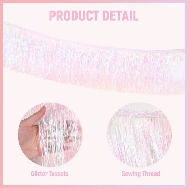 Alt view image 3 of 7 - 2Pcs On Cloud 9 Birthday Decorations for Girls - Cloud 9th Birthday Party Banner, Bachelorette Party Decorations, Iridescent Foil Fringe Curtain Backdrop