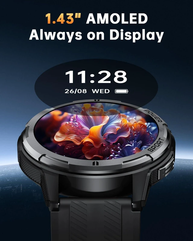 Alt view image 2 of 7 - Smart Watch for Men, 1.43" AMOLED Display Smartwatch with Bluetooth Call 1ATM Water-Resistant Fitness Tracker with Heart Rate SpO2 Sleep Monitor, 100+ Sport Modes for Android iOS