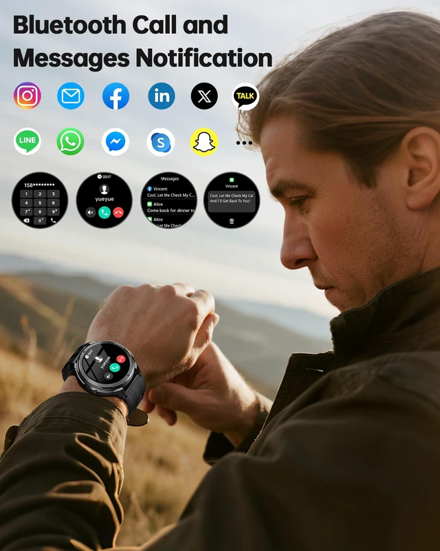 Alt view image 4 of 7 - Smart Watch for Men, 1.43" AMOLED Display Smartwatch with Bluetooth Call 1ATM Water-Resistant Fitness Tracker with Heart Rate SpO2 Sleep Monitor, 100+ Sport Modes for Android iOS