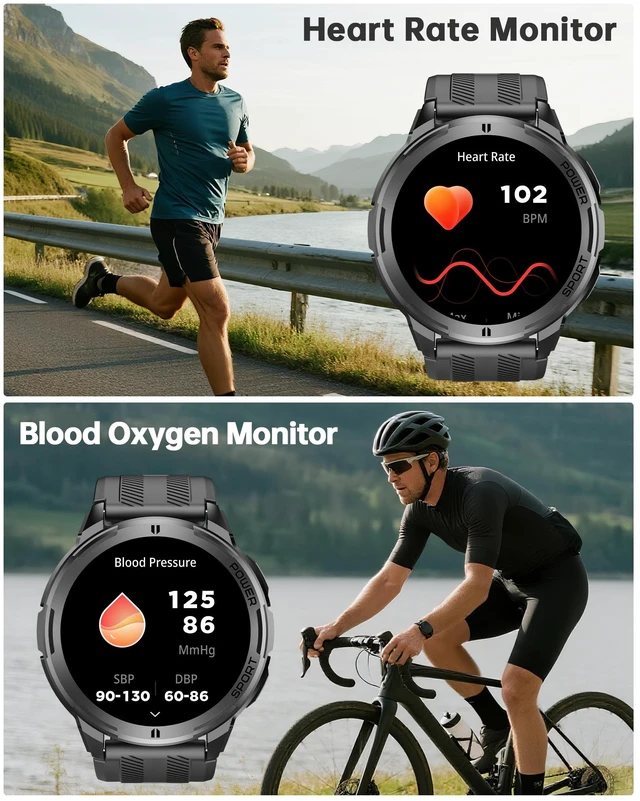 Alt view image 5 of 7 - Smart Watch for Men, 1.43" AMOLED Display Smartwatch with Bluetooth Call 1ATM Water-Resistant Fitness Tracker with Heart Rate SpO2 Sleep Monitor, 100+ Sport Modes for Android iOS