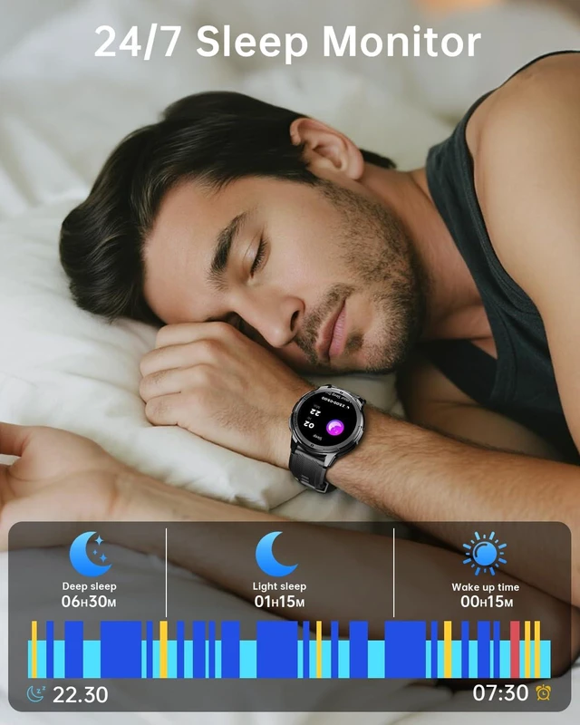 Alt view image 6 of 7 - Smart Watch for Men, 1.43" AMOLED Display Smartwatch with Bluetooth Call 1ATM Water-Resistant Fitness Tracker with Heart Rate SpO2 Sleep Monitor, 100+ Sport Modes for Android iOS